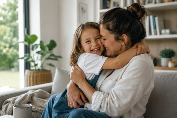 happy child with parent after parenting plans West Yorkshire
